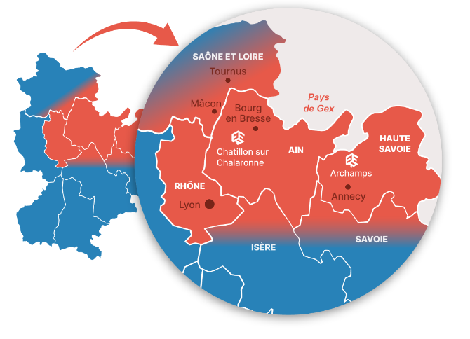 carte-illustrant-zones-intervention-facades-france-renovation-ain-rhone-haute-savoie
